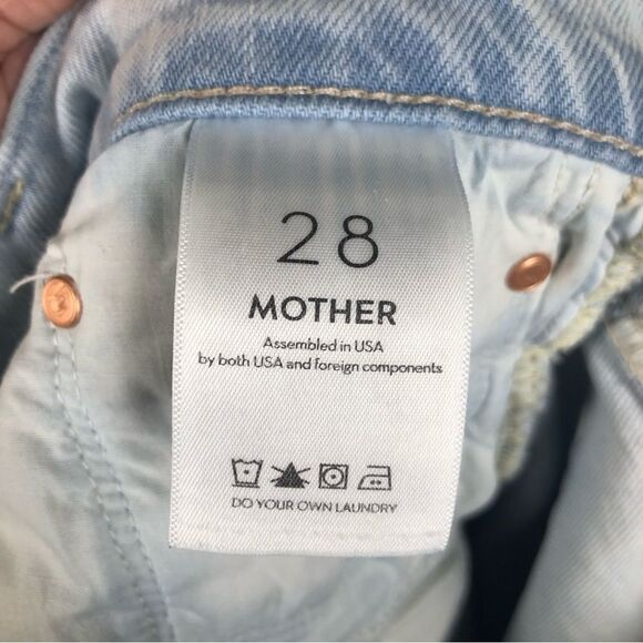 Mother Superior High Waisted Hiker Hover Jeans I Do Declare Light Wash Size 28 - Picture 9 of 10